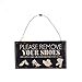 NIKKY HOME Distressed Please Remove Your Shoes Decorative Wooden Hanging Wall Sign 8.37 x 0.37 x 4.5 Inches Black