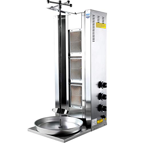 review Professional Commercial Full Set Industrial Meat Capacity 35 kg /77 lbs. 3 Burner Rotating Spinning Vertical Broiler Works with Propane Gas Shawarma Gyro Doner Grill Kebab Tacos Al Pastor Machine