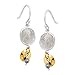 Silpada 'Stepping Stone' Natural Labradorite & Pyrite Drop Earrings in Sterling Silver & Brass