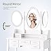 mecor Makeup Vanity with 4Drawers,Vanity Table Set w/Round Mirror Girls Women Wood Dressing Table Cushioned Stool Bedroom Furniture White