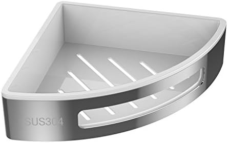 Inmount Shower Caddy Bathroon Corner Shelf Wall Mount Storage Rack Stainless Steel Rustproof Basket Holder Bath Organizer (White)