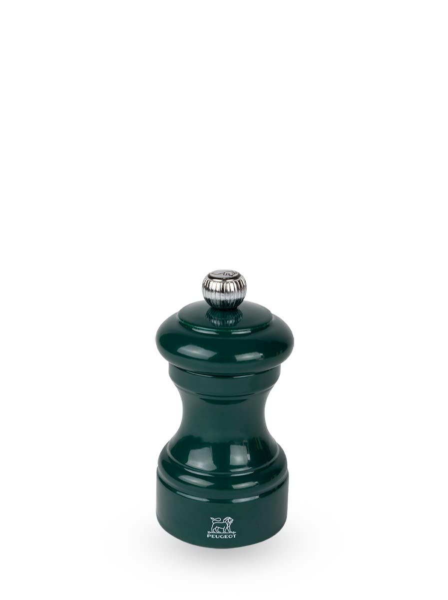 PEUGEOT - Bistro 10 cm Pepper Mill - Classic Pepper Grinder - Made with PEFC Certified Wood - Lifetime Guaranteed Mechanism - Made in France - Bistrorama - Forest Green Lacquered Colour — image 1