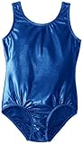 Danskin Big Girls' Gymnastics Solid Sparkle Leotard,Royal,Large (12/14)