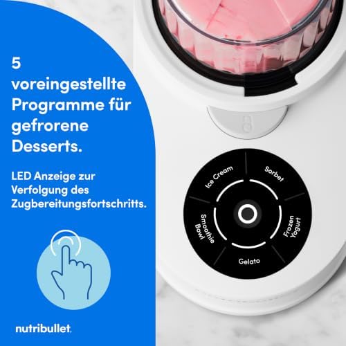 Chill – Eismaschine für leckeres Eis, Gelato, Sorbet, Smoothie Bowl und Frozen Yogurt, 5 Automatikprogramme, Eiscreme Maschine, 3 Behälter mit Deckel, ideal für Familien, Weiß (NBD0503W)