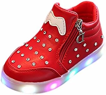 Muium for Kids Shoes Toddler Infant Baby Boys Girls Zip Crystal LED Light up Luminous Sneakers Boots