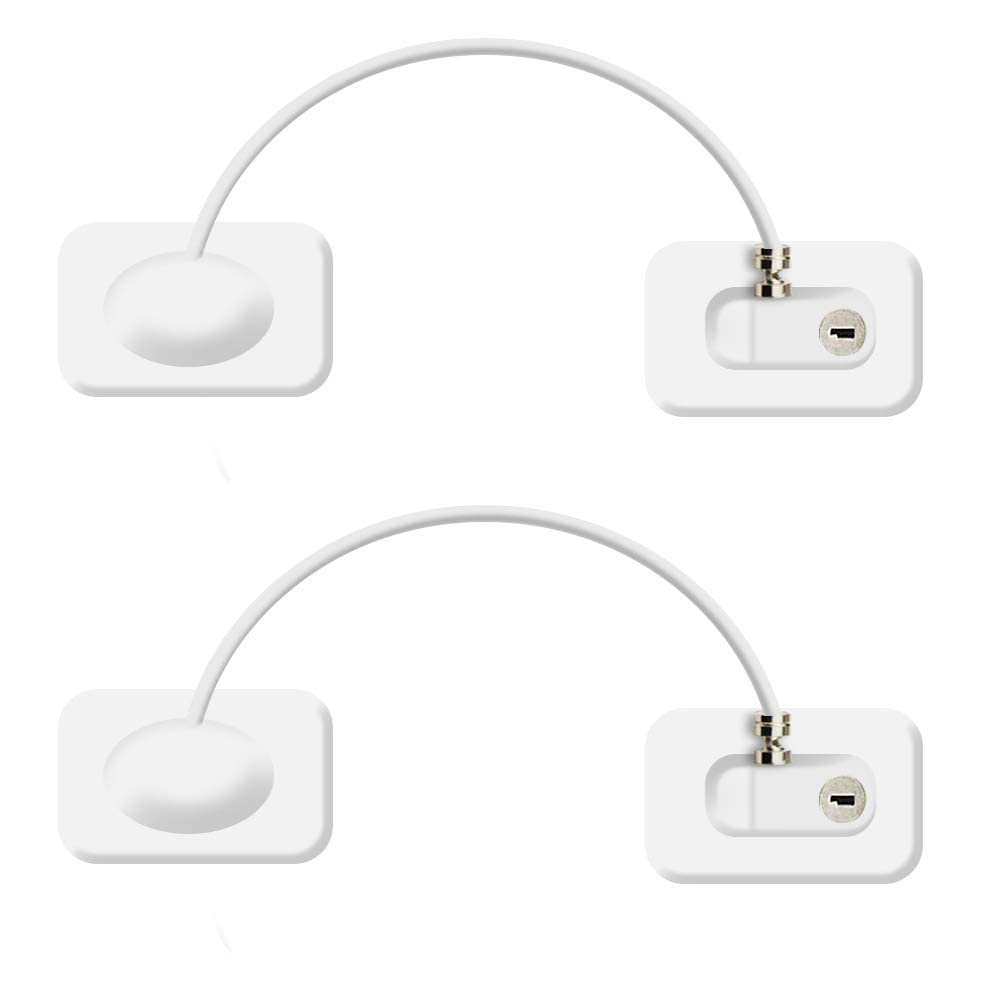 Window Door Restrictor Door Safe Restrictor Security Lock Child Baby Security Restrictor Lock Wire Cable with Keys 3M Adhensive(2 Pcs)