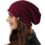 Muryobao Women's Cable Knit Slouchy Beanie With Visor - Winter Warm Skull Hat (One Size Fits Most)