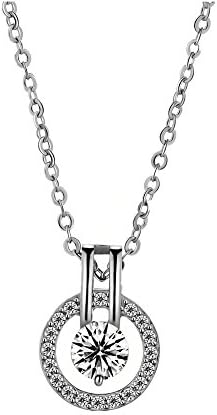 18k Platinum Plated Austrian Crystal Circle Necklace Pendant with 18" Chain Christmas Jewelry Gift