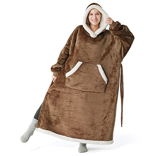 Bedsure Blanket Hoodie Women Men Long-Length Wearable Hooded