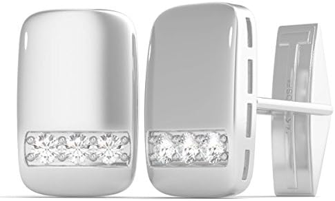 VAARYA14K White Gold Natural Diamonds Cufflinks AGS Certified 5/8 Ctw GH/SI1-SI2