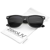 zeroUV - Retro Wide Arm Neutral Colored Lens Horn Rimmed Sunglasses 55mm (Matte Black / Smoke)