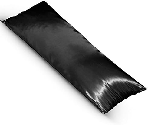 TAOSON New Silky Soft Satin Body Pillowcase Full Long Pillow Cover Cushion Cover 48x150cm Multiple Colors (48x150cm, Black)