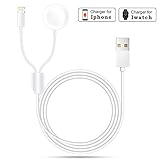 Wireless Charger for Apple Watch, 2 in 1 iPhone Charger Portable Charging Cable Compatible with Apple Watch Series 1 2 3 4 38mm 40mm 42mm 44mm and iPhone XR Xs Xs Max X 8 Plus 7 Plus 6-3.3ft/1.0m