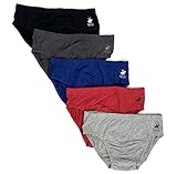 Beverly Hills Polo Club Men's 5 Pack Low Rise Brief, Black/Charcoal/Grey Heather/Red/Blue, Medium
