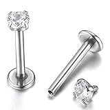 Hosaire 3mm Cubic Zirconia Inlaid Lip Rings Labret Nose Studs Earrings Round Shape Diamond Nose Ring
