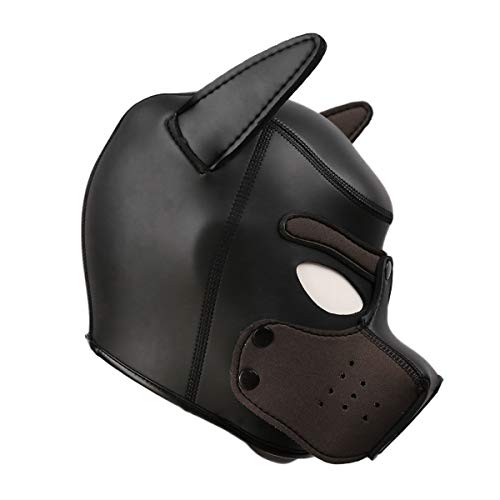 HOT TIME Neoprene Puppy Hood Custom Animal Head Mask Novelty Costume Dog Head Masks (Large, Coffee)
