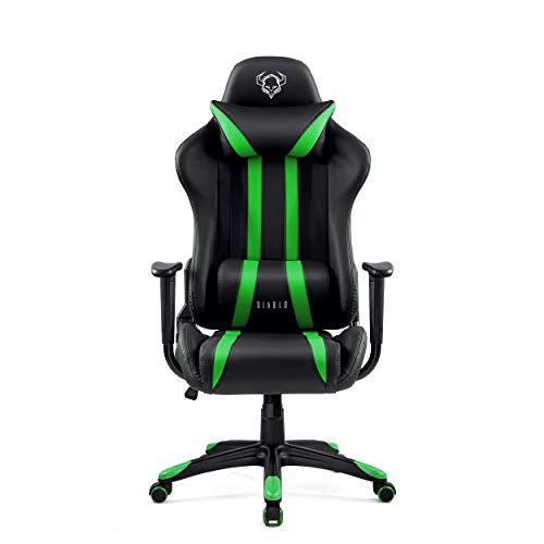 Diablo-X-One-Sedia-Gaming-Poltrona-Ufficio-Design-Ergonomico-Meccanismo-di-Inclinazione-Cuscino-Lombare-Finta-Pelle-Portata-150-kg-Nero-Verde-Standard