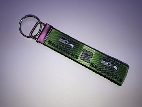 Seattle Seahawks "12" NFL Keychain Polyester Fabric Wristlets for Key Fob, Key, ID Badge Holder, USB, Purse (aprox 4”x1” 5-6” total length with hardware)