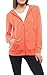 Lightweight Cotton Full Zip Up Pullover Sweatshirt Hoodies w EttelLut Hair Band Coral M