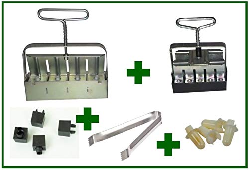 Genuine Ladbrooke 5-Pc. Essentials Soil Blocker "Nesting System Includes Mini 4, Micro 20, Cubic Inserts, 1" Seed Dibbles, and Grow Tweezers