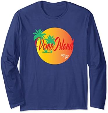 Unisex Vomo Island Fiji Vacation Paradise Long Sleeve T Shirt 2XL Navy