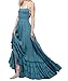 CA Mode Womens Halter Bridesmaid Evening Formal Gown Prom Maxi Long Dress, Blue, Small Small Blue