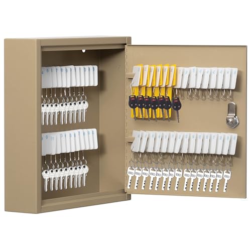 Basicwise 60-Key Security Steel Cabinet with Numbered Tags and Key Lock – Key H…