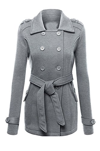 Selowin Womens 2016 Winter Long Sleeve Double Breast Jacket Coat Belted Grey S Selowin Womens 2016 Winter Long Sleeve Double Breast Jacket Coat Belted Grey S
