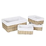HOSROOME Handmade Wicker Storage Baskets Set Woven Decorative Organizing Nesting Baskets for Bedroom Bathroom(Set of 4,Beige)