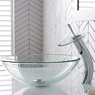 UPC 812679010033 product image for Kraus C-GV-101-12mm-10CH Clear Glass Vessel Sink and Waterfall Faucet Chrome (B0 | upcitemdb.com