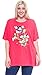 Disney Plus Size T-shirt Mickey Minnie Mouse Donald Duck Goofy Print Coral 1X