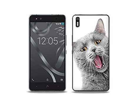etuo Handyhülle für BQ Aquaris X5 - Hülle, Silikon, Gummi Schutzhülle Foto Case - lächelnde Katze