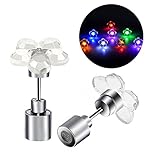 Led Earrings, 4 Pair Glowing Light Up Earrings Multicolor Bright Stylish Fashion Ear Drop Pendant Stud Stainless for Party Men Women Halloween Thanksgiving Day Christmas (Green+purple+Red+Blue)