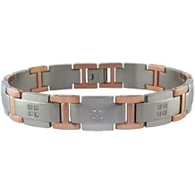 Stainless Steel Men's Bracelet with Diamond Accent & Rose Plating (.25 cttw)