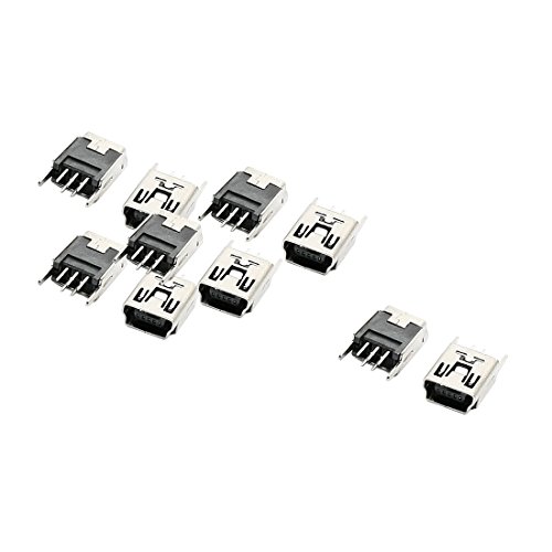 uxcell 10pcs Computer Mini USB Solder Female 5Pin Socket Connector 180 Degree