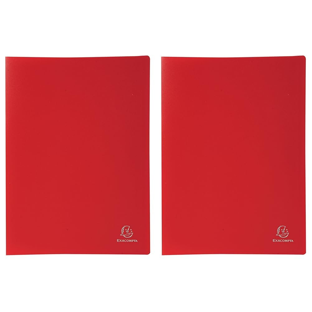 Exacompta - Ref 8525E - Soft PP Display Book - Suitable for A4 Documents, Made from Polypropylene, Lightweight, 20 Pockets, 40 Viewing Pages - Red Cover (Pack of 2)