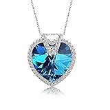 Pealrich Love Heart Fashion Pendant Necklace with SWAROVSKI Crystal,Great Gifts for Women (Blue)