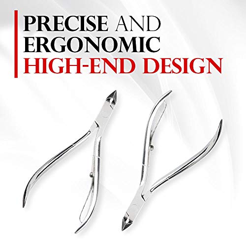 TITANIA Germany Stainless Cuticle Nippers Stainless Steel Cuticle Remover w/Sharp Cutting Edges for Trimming Tough Dry Skin & Callus - Best for Toenail & Fingernail Grooming
