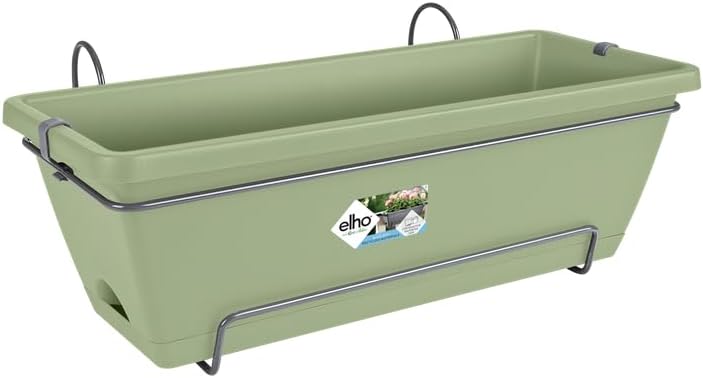 elho Barcelona Allin1 50 Balcony Planter with Dish and Rack Green