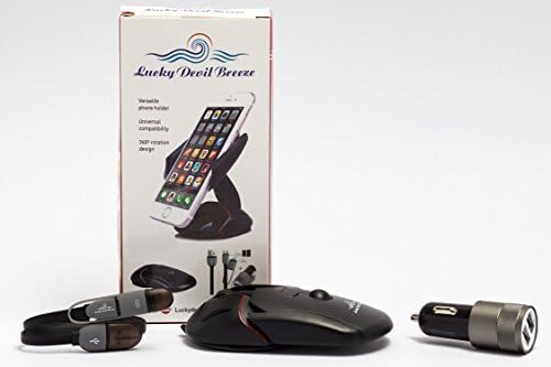 Car Phone Holder - LuckyDevilBreeze - Universal For Smartphone, Desk & More - Foldable Cell Phone Car Mount Holder- Sleek & Compact Design - FREE BONUS: 8-Pin USB Car Charger