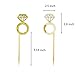 Cupcake Toppers 50 Pack- Gold Glitter Diamond Ring Cake Toppers for Marriage Engagement Anniversary Birthday Valentines Party Cake Decor
