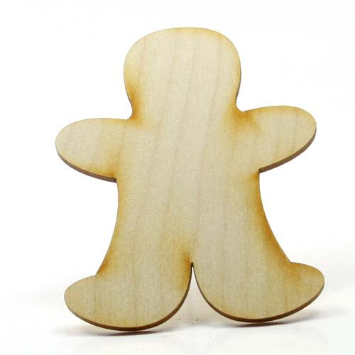 Mylittlewoodshop - Pkg of 3 - Gingerbread Man - 3 inches by 2-1/2 inches and 1/8 inch thick unfinished wood(LC-GING01-3)
