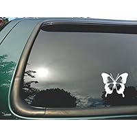 Butterfly- Die Cut white Vinyl Window Decal/sticker for Car or Truck 5"x5.5"