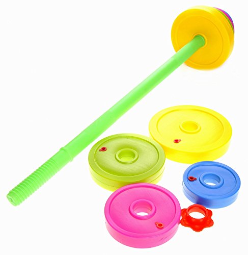 COTTONTAIL Kids Large Adjustable Barbell Toy with Eight (8) Different Weight Plates Multicolor Unisex