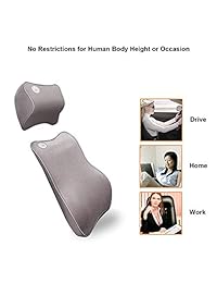 Ecloud Shop   Cojín lumbar para coche y reposacabezas, diseño ergonómico, ajuste universal, asiento de coche grande