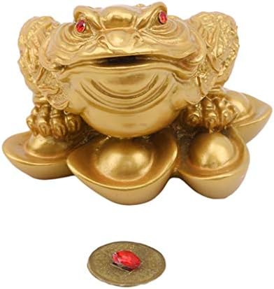 KISSFRIDAY Gold Feng Shui Money Wealth Frog Toad Coin Home Office Decoration Lucky Gifts(T2235-1)
