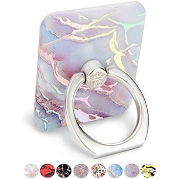Velvet Caviar Cell Phone Ring Holder - Finger Ring & Stand - Improves Phone Grip Compatible with iPhone, Galaxy and Most Cases (Except Silicone/Leather) - Moonstone Holographic Pink Blue Marble