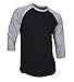 DREAM USA Men's Casual 3/4 Sleeve Baseball Tshirt Raglan Jersey Shirt Black/H Gray Medium