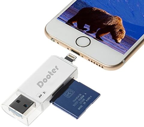 Dooter Lightning to SD Card Reader USB,Memory TF Card Viewer Adapter for iPhone iPad Android Apple Macbook Pro,Support SD Micro SDXC/SDHC UHS-I Card 3 in 1