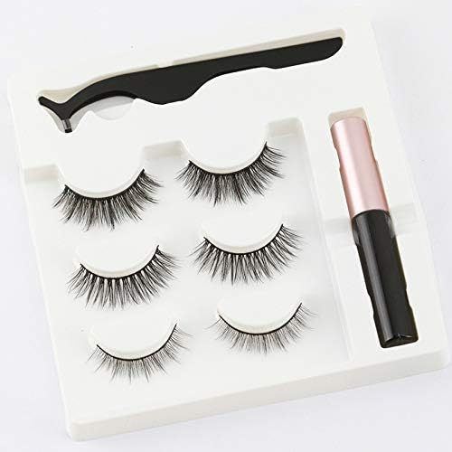 Magnetic Eyeliner and Lashes Kit, 3 Styles Magnetic Eyelashes with Waterproof Long-lasting Magnetic Liquid Eyeliner, Non-toxic and Reusable False Eyelashes with Eyelash Tweeze